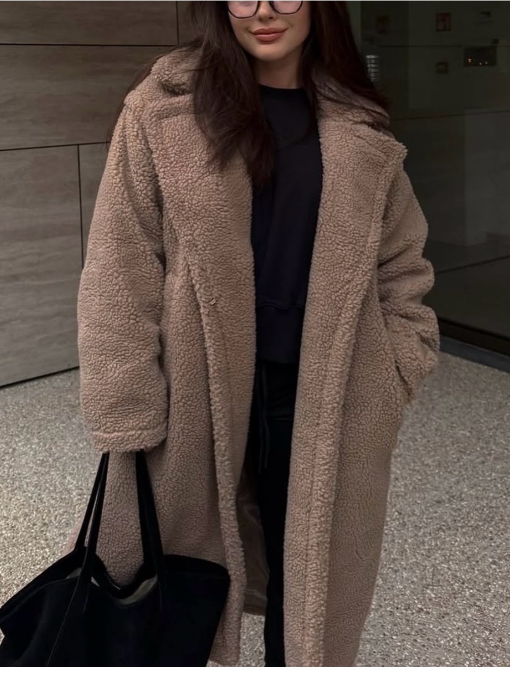 Fabletics Taupe Teddy Long Coat